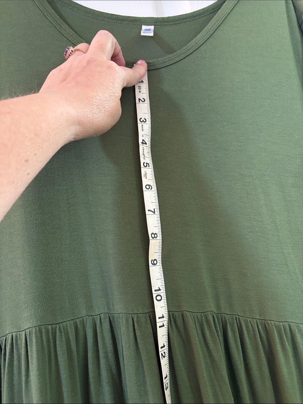Olive Green Maxi Dress with Short Sleeves extra long for tall women! 2XL - Picture 3 of 5